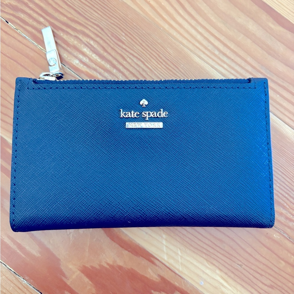 Kate Spade Navy Wallet with Silver Accents